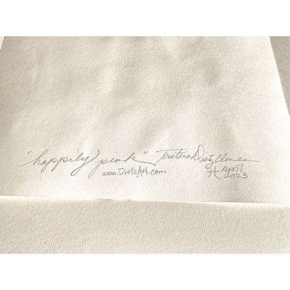 Happily Pink - Original Wall Art Handmade Watercolor Flower Artist Signed Painti - Picture 10 of 10